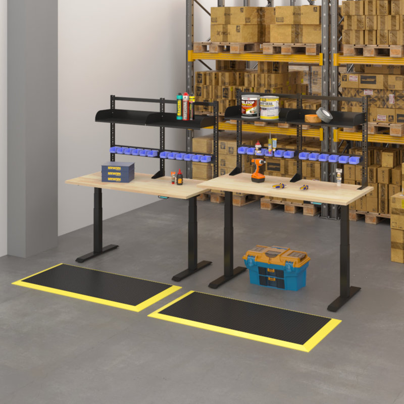 48" W x 30" D Dual Motor Electric Adjustable Height Workbench with Solid Wood Top