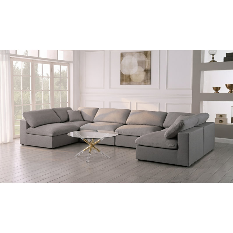 Canapé modulaire Burrows, Tissu gris texturé en lin
