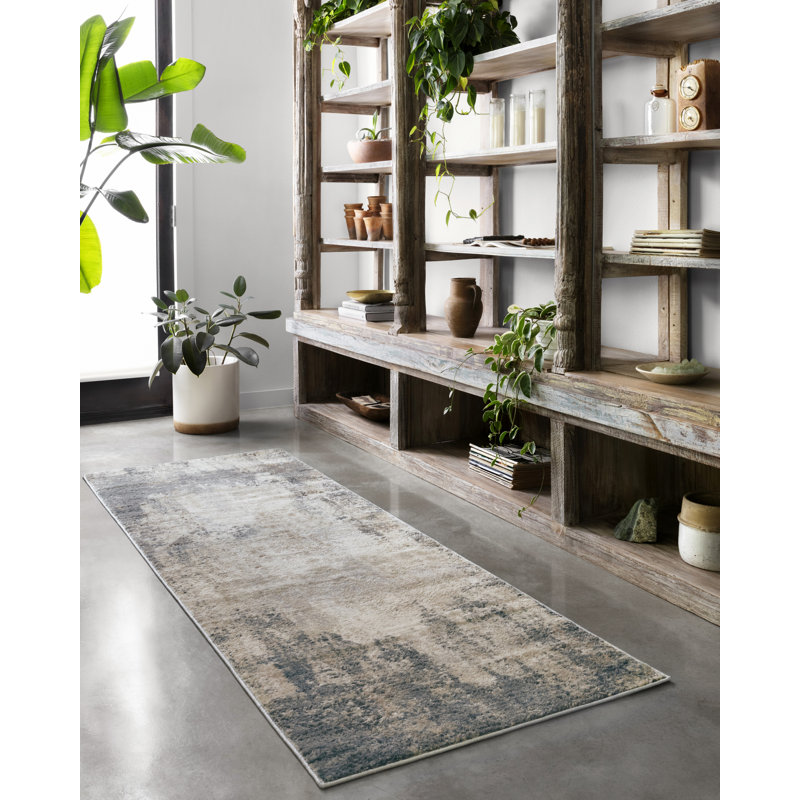 Tapis ivoire / gris Eleanore, Tapis de couloir 2 pi 8 po x 7 pi 6 po