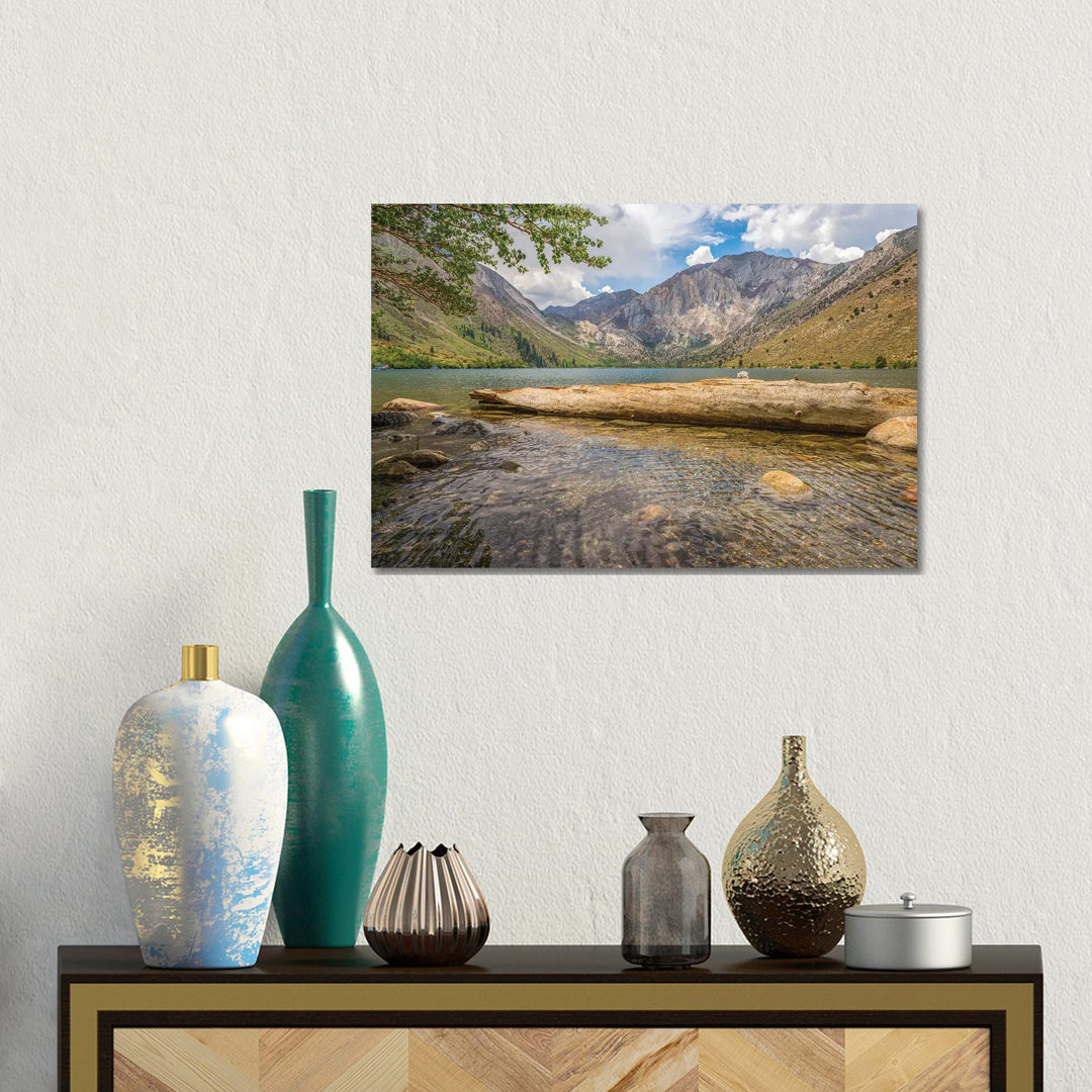 Gefallener Baum am Convict Lake von Joseph S. Giacalone - Galerieverpackte Leinwand ohne Rahmen Giclée auf Leinwand