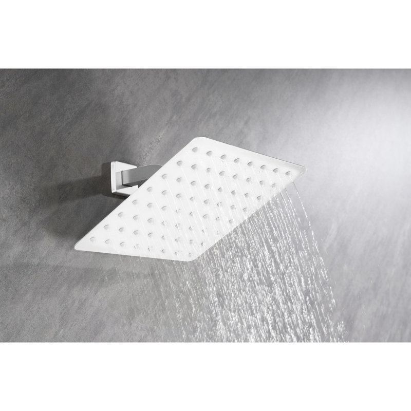 304 Stainless Steel Shower Head High - Waterfall With Self Cleaning Nozzles, Bathroom, White, 8x8, 2.4lb Rain White For 8"x8", 2.4lb, Nozzles