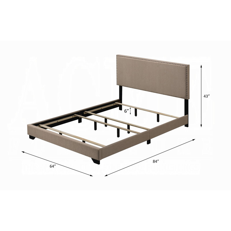 Upholstered Standard Bed, Beige