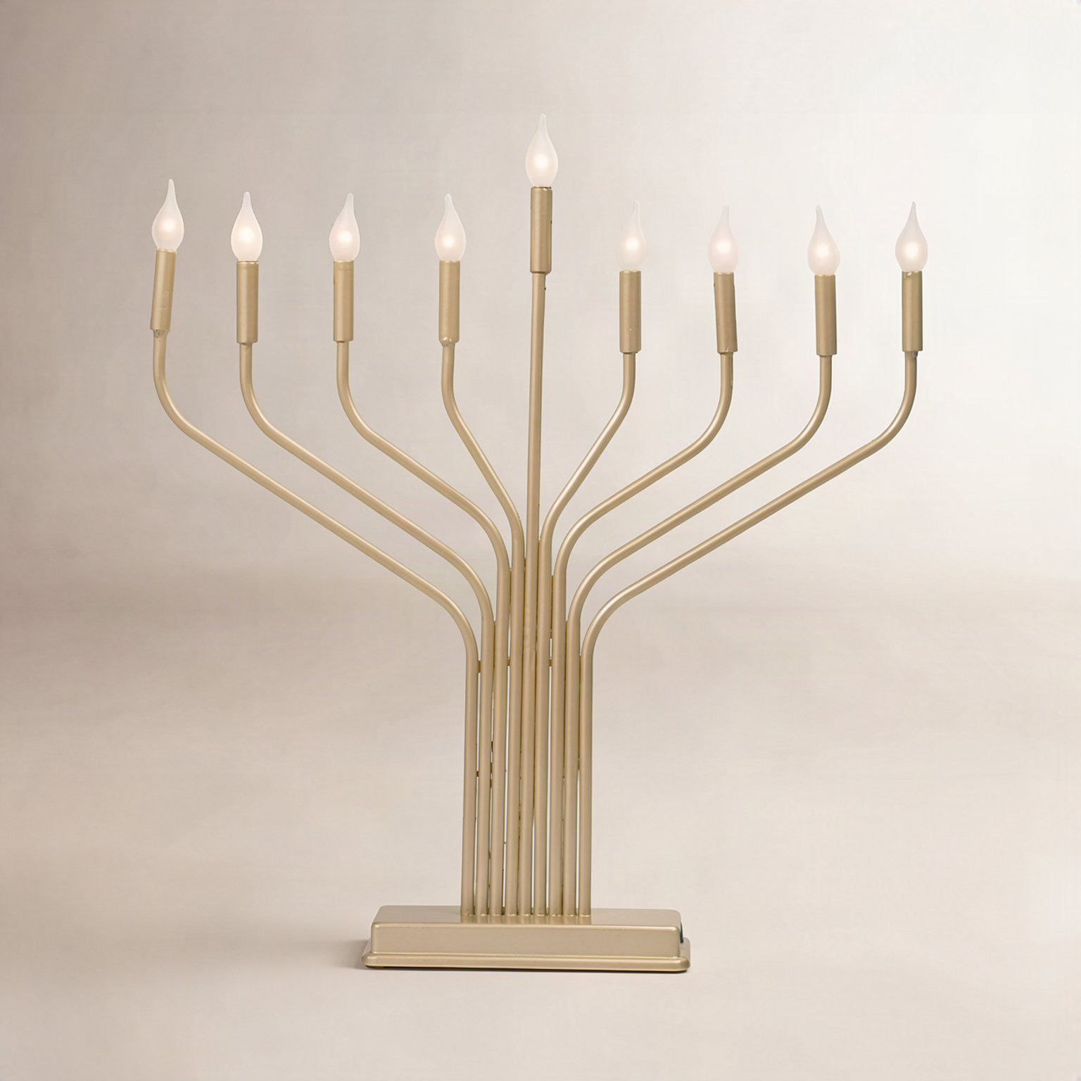 Metal Menorah, Gold, 17.75" H x 16" W x 2.5" D