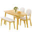 Ensemble de table à manger de 47 po pour 4 personnes, table de cuisine en bois massif avec banc et 2 chaises avec dossier rembourré-62113196-62113203