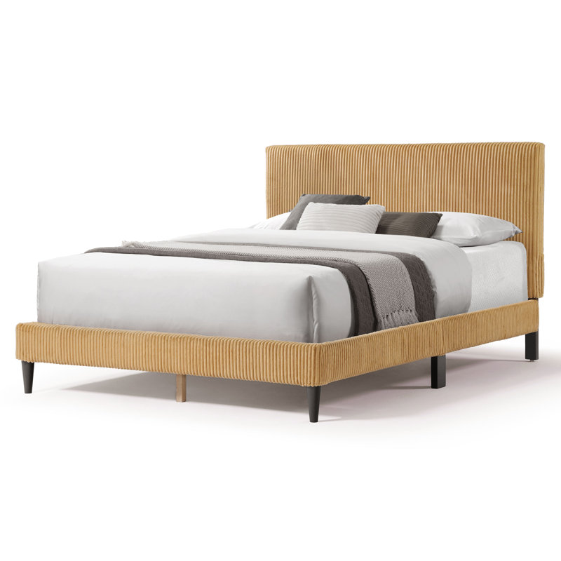 Lit plateforme tapissier Biral, Jaune