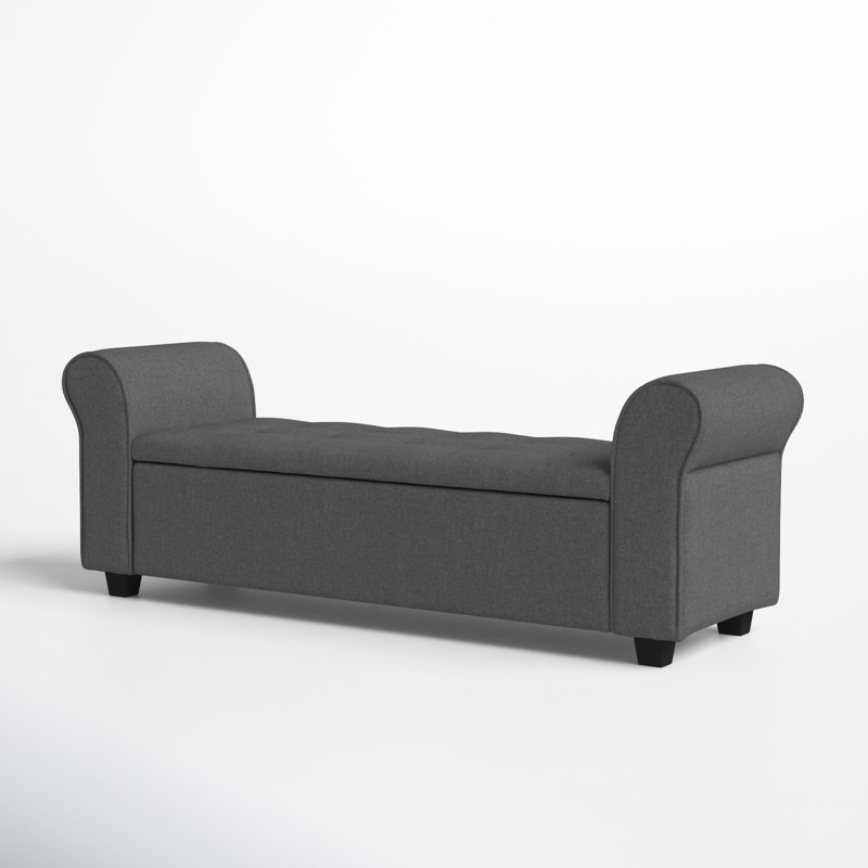 Landaverde Fabric Upholstered Storage Bench, Dark Grey