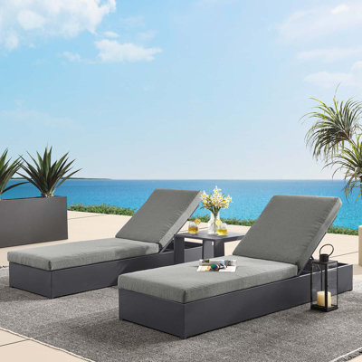 Modway Tahoe Outdoor Patio Powder-Coated Aluminum 3-Piece Chaise Lounge Set
