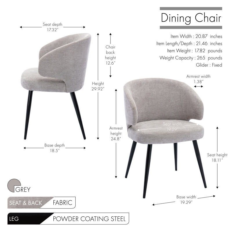 Chadha 50cm H Fabric Upholstered Wing Back Armchair, Light Grey