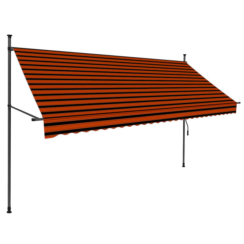 Pare-soleil d'extérieur rétractable orange et brun résistant aux intempéries, H 118,1 po x l 118,1 po x P 1 po, Rayures