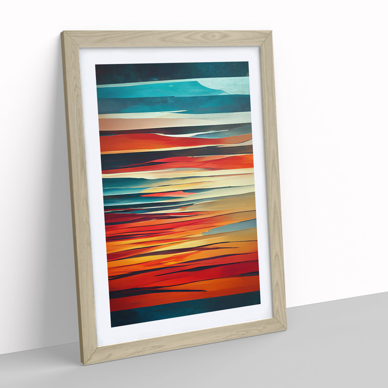 XV1022-4290X Sunset Abstract Art No.5 - Single Picture Frame Print, 34cm H x 25cm W, Oak Framed