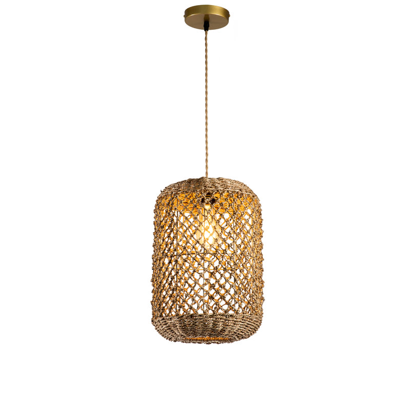 Luminaire suspendu rustique en rotin à une lumière