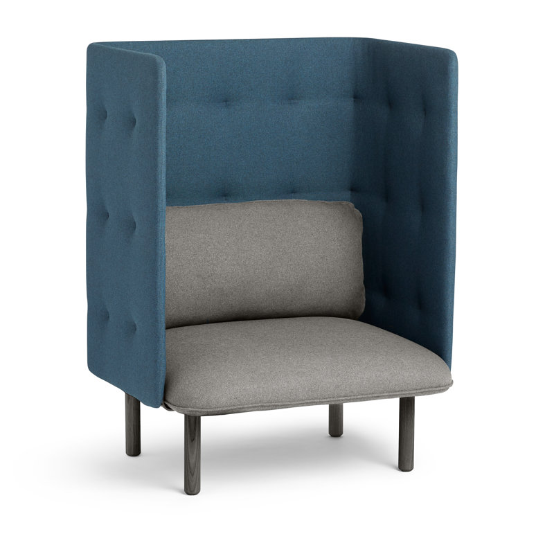 QT Lounge Chair, Gray/Dark Blue Plain Weave/Muslin