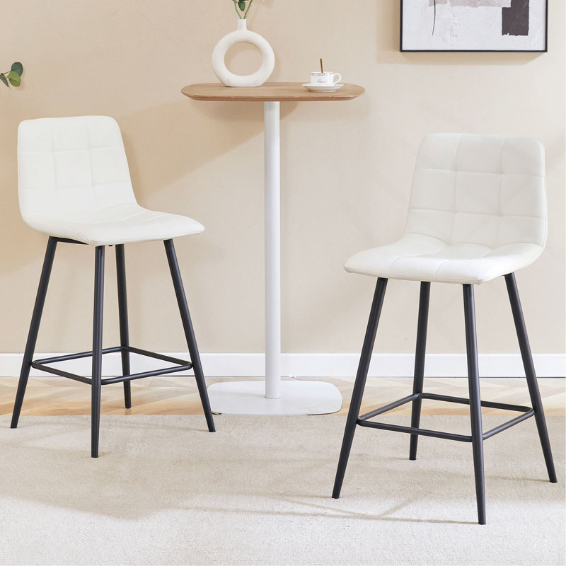 Modern PU Bar Chair Set - Stable Comfort.Checkered Design,Black Metal Legs,Suitable For Placement In Bars, Living Rooms, Bars, And Other Venues.Multiple Colors Available.