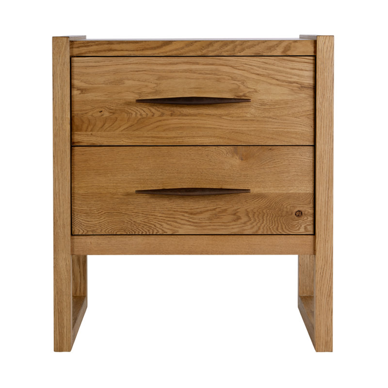 Table de chevet rectangulaire 2 tiroirs en bois brun clair Oakley