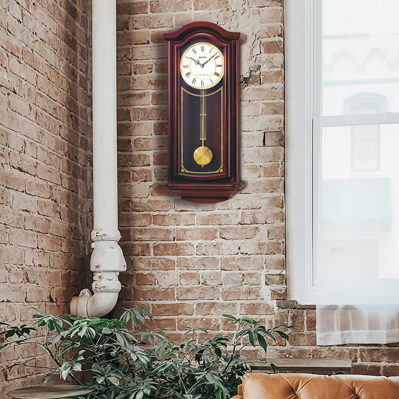 QXH118BLH Pendulum Wall Clock, MAHOGANY FINISH