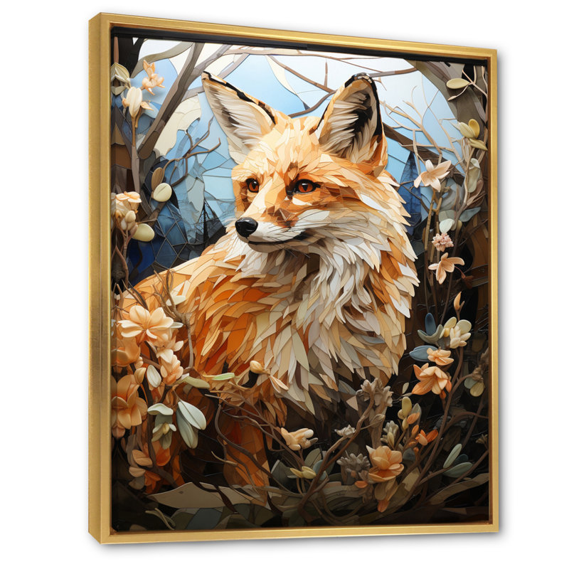 Fox Wilderness Observer Pastoral I - animaux, impressions sur toile, Cadre flottant doré, H 44 po x l 34 po x P 1,5 po