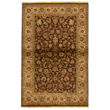 Hand Knotted Wool Area Rug in Brown And Cream