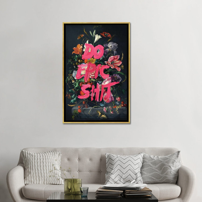«Do Epic Shit» par Jonas Loose, reproduction sur toile, H 40 po x l 26 po, Toile avec cadre flottant, Doré