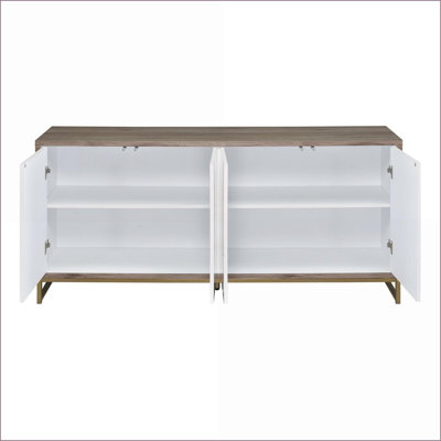 Console de l'armoire peinte en marbre blanc et amp; Finition champagne | 4 compartiments | Contemporain | Bois synthétique