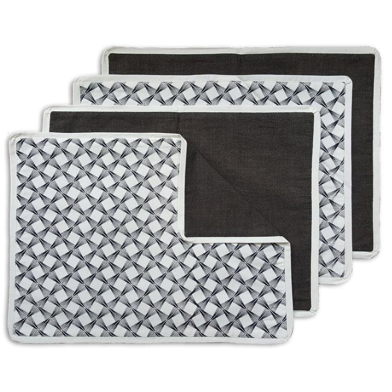 Thaksin Cotton Rectangle Placemat, Black
