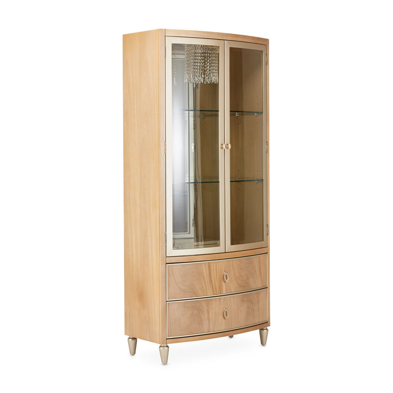 Villa Cherie Display Cabinet with LED Lighting, Caramel