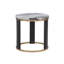 Table de bout 24 po ronde en ivoire ivoire imitation marbre, canapé de salon avec accents dorés, brun / or