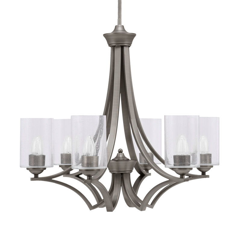 Lustre 5 lumières Zilo illustré avec verre à bulles transparent 4 po Zilo, Graphite