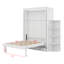 Grand lit escamotable rotatif avec bureau, armoires et tablettes de rangement, cadre de lit mural pliable avec bureau convertible-281732477