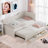 Upholstered Daybed With Trundle, Three Drawers And Vertical Striped Design-631760013-631760011