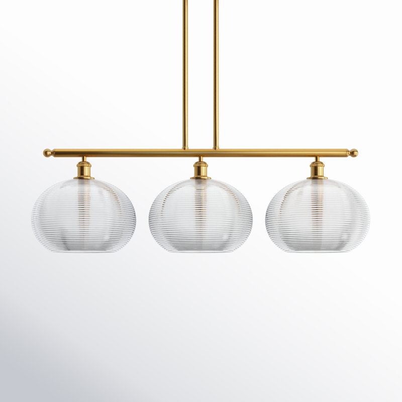 Luminaire suspendu pour îlot de cuisine 3 lumières Larrick, Or satiné