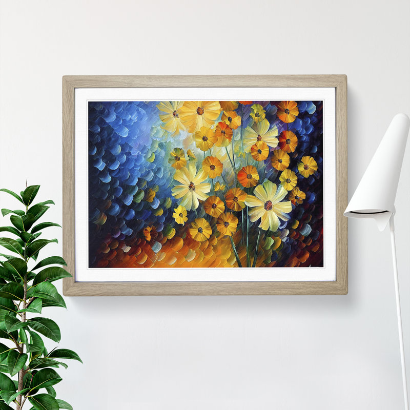 XH1022-6709X Painted Wildflowers Vol.3 Abstract 1 Piece Single Picture Frame Wall Art, 25cm H x 34cm W x 2cm D, Oak