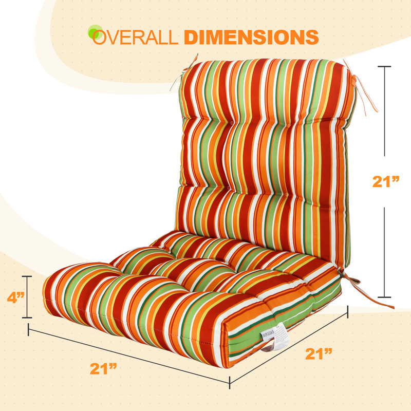 Indoor/Outdoor Seat/Back Cushion, Orange Stripe