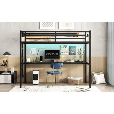 Lit mezzanine simple en métal avec charge et bureau pratique pour la chambre à coucher