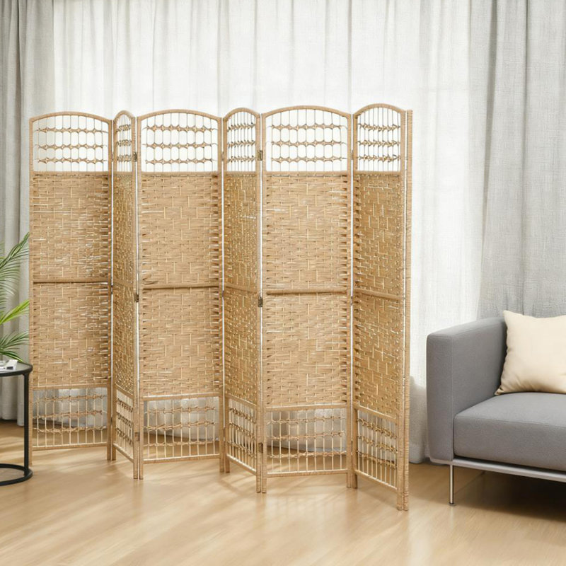 Paravent 8 panneaux pliable et intimité, H 67,03 po x l 126,03 po x P 0,53 po, Natural