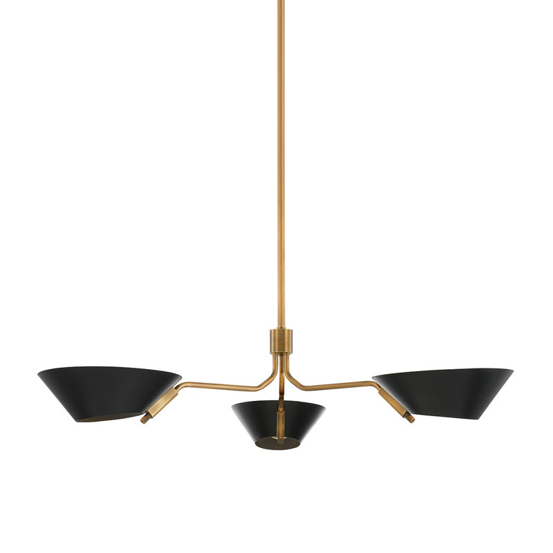 Sacramento Iron 3-Light Chandelier, Patine laiton / noir doux
