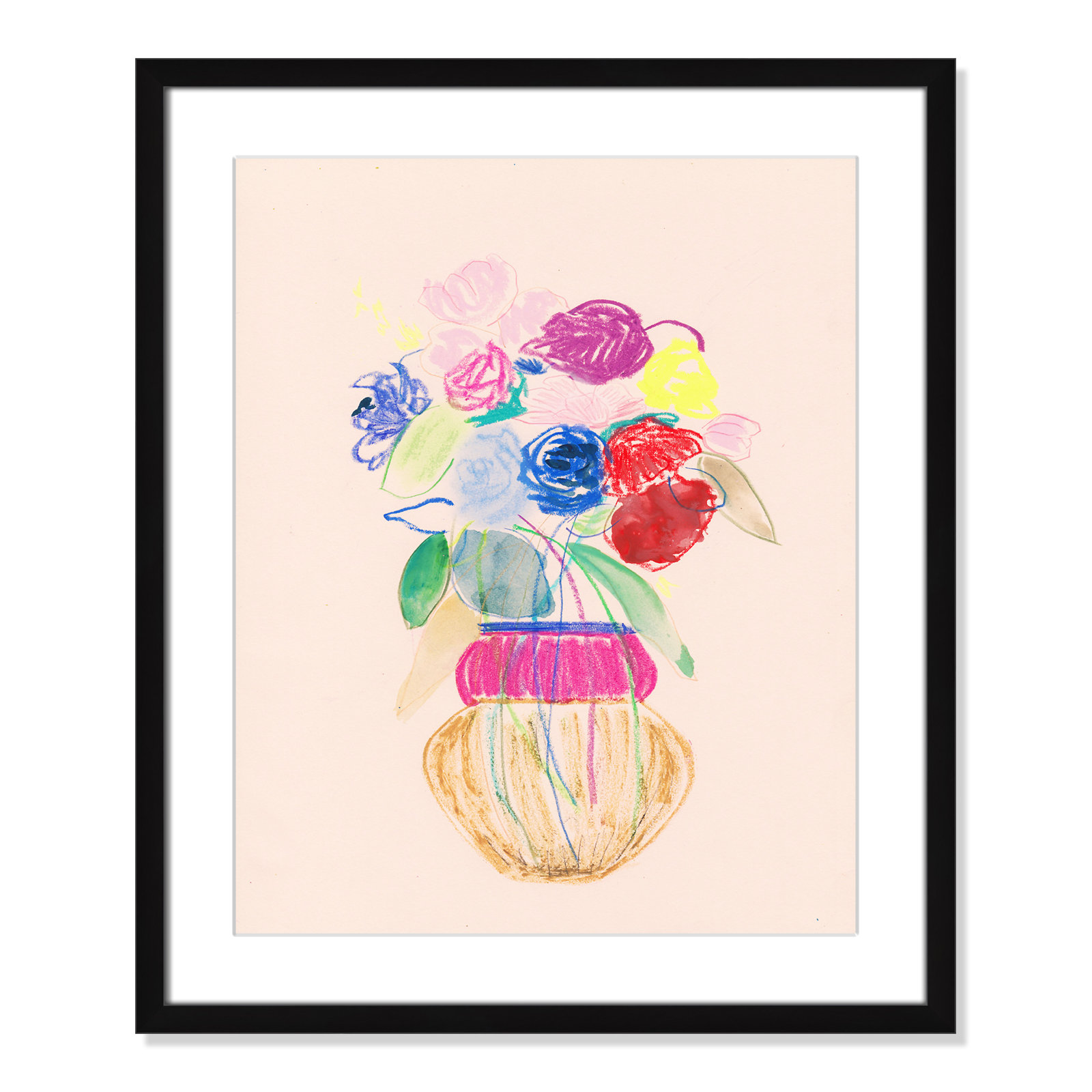 Simple Floral II Print by Bea Dina, White, 25.5" H x 21.5" W x 1.25" D, Black Single Picture Framed Paper