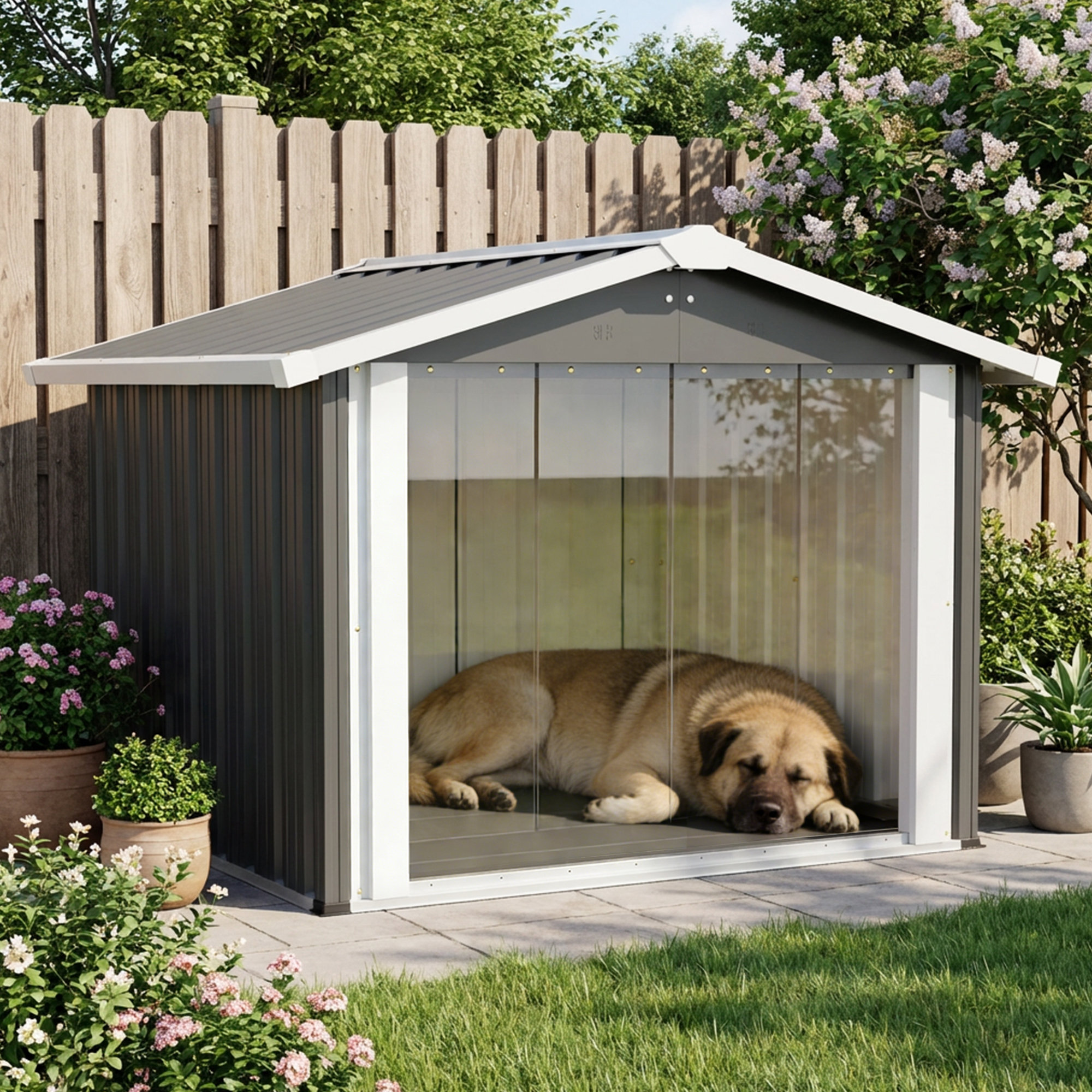 Tucker Murphy Pet™ Large Metal Dog House, Weatherproof Outdoor Pet