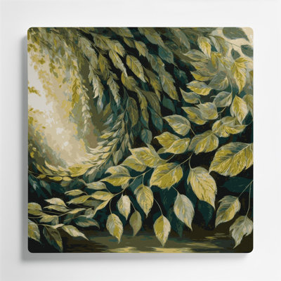 «Botanical Linden Leaves», art mural en métal brun
