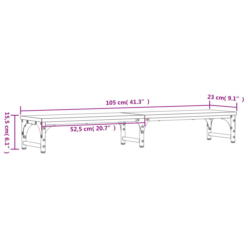 Millers Monitor Stand, Black, 15.5cm H x 41.3cm W x 23cm D