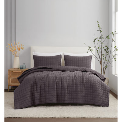 Nena 100% Linen Standard Solid Colour Quilt Set