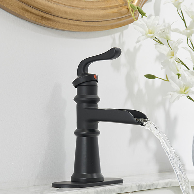 Matte Black Single Handle Bathroom Faucet with Pop-Up Drain