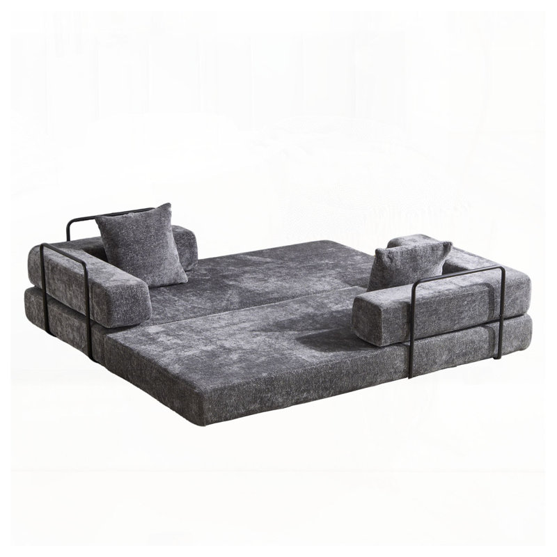 Canapé-lit convertible Chenille, Gris foncé