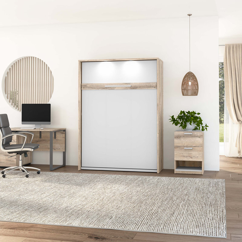 Osterman Murphy Bed, Full, Rustic Brown & White