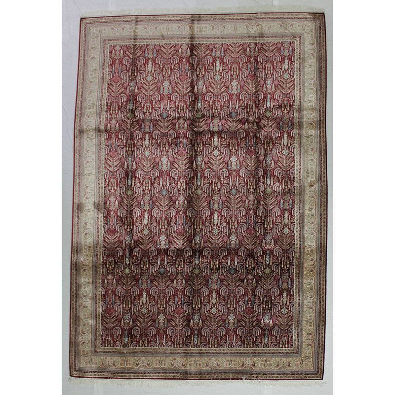 Tapis touffeté rouge / or / bleu / blanc 6 pi 6 po x 9 pi 5 po
