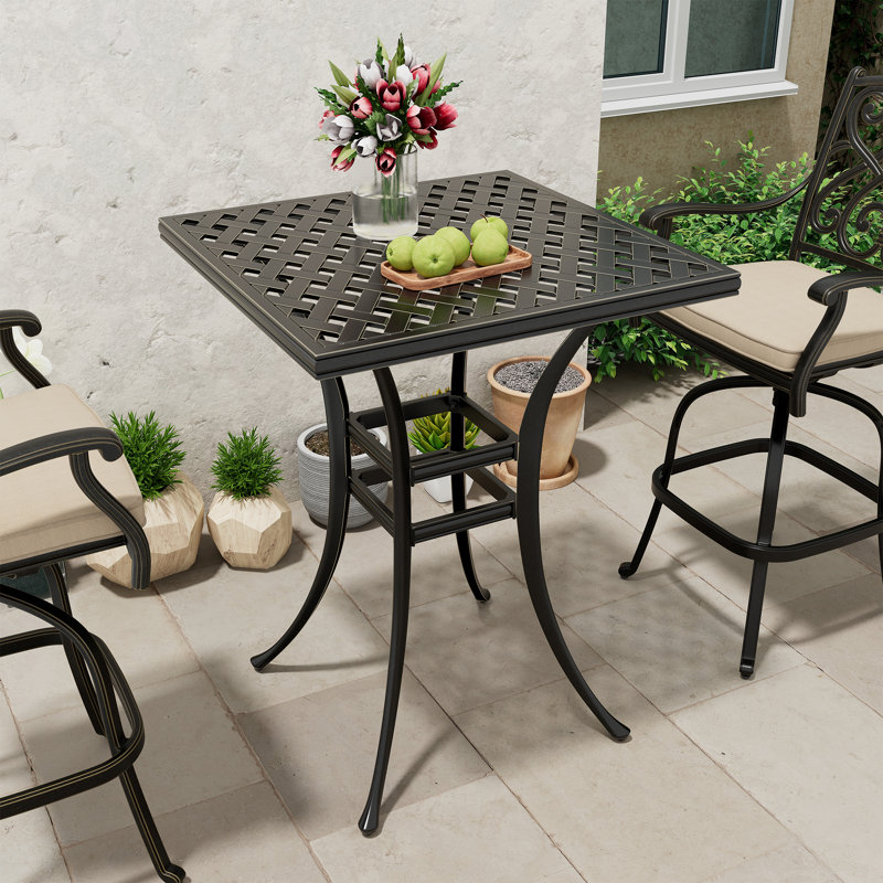 Erby Square 29'' L x 29'' W Cast Aluminum Outdoor Bar Table