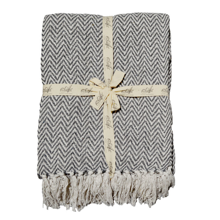 Audley Chevron Herringbone Throw Blanket, Charcoal, 150 cm x 200 cm