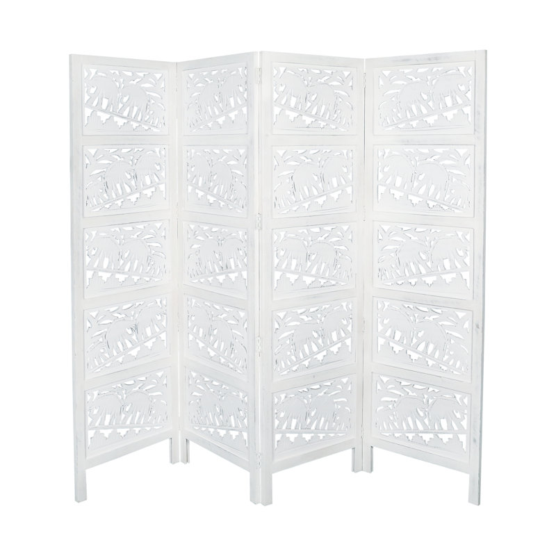Bidwell 508cm W x 457.2cm H 4 - Panel Folding Room Divider, White