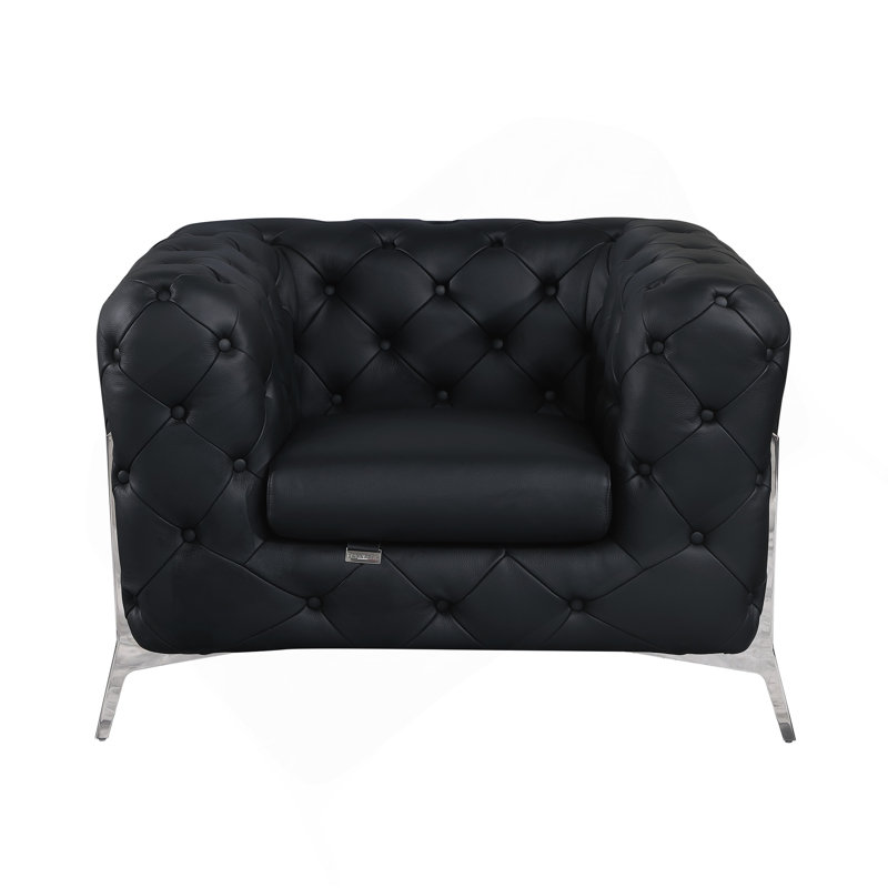 Chaise en cuir 100% italien Global United, Noir