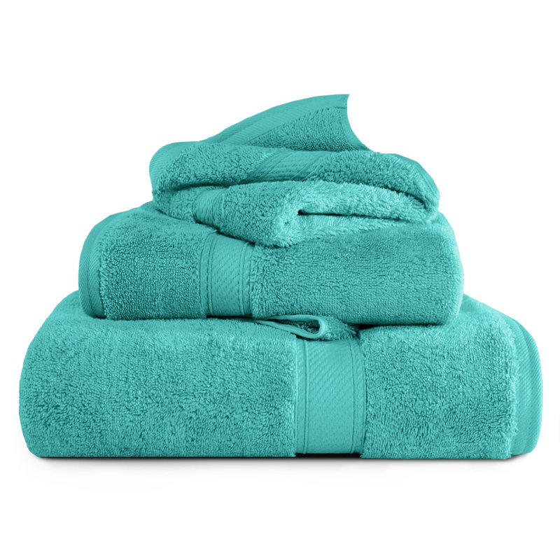 Scotia Egyptian Cotton Bath Towel Set, Turquoise, 3Pc Towel Set  (1Bath, 1Hand, 1Face)