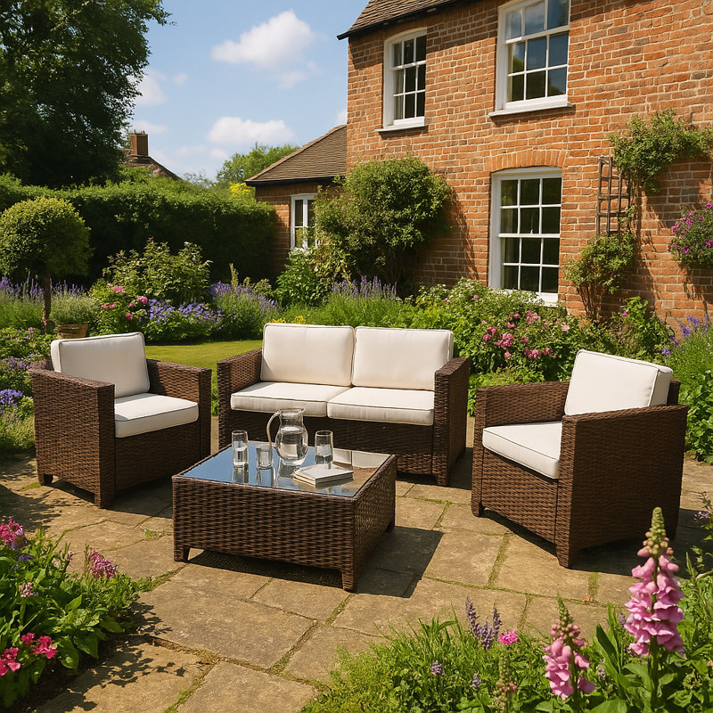 Gatland 4 Seater Rattan Sofa Set, Brown 